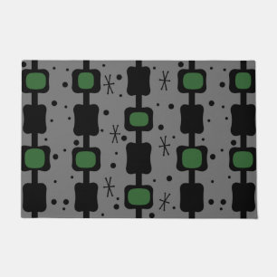 Retro Mid Mod Columns Boxes Forest Green Doormat