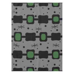 Retro Mid Mod Columns Boxes Forest Green Tablecloth