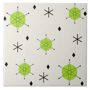 Retro Mid Mod Starburst Sky Chartreuse Tile
