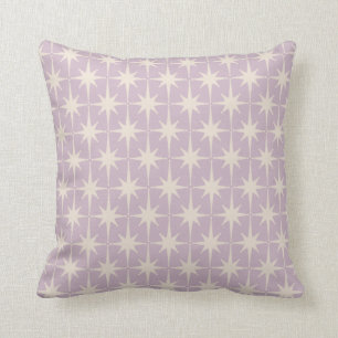 Retro Midcentury 50s Star Pattern in Lilac Cushion