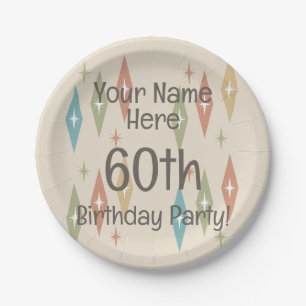 Retro Midcentury 60th Birthday Paper Plate
