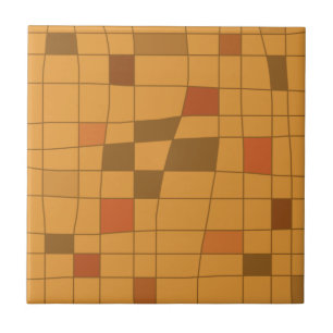 Retro Midcentury Art Warped Ochre Tile