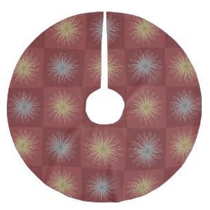 Retro Midcentury Christmas Starbursts Red Brushed Polyester Tree Skirt