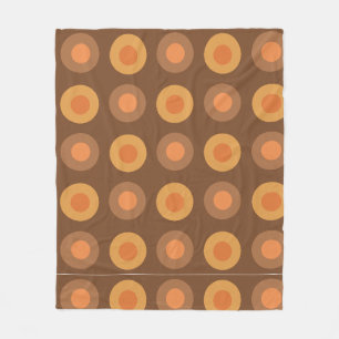 Retro MidCentury Dots Burnt Orange Fleece Blanket