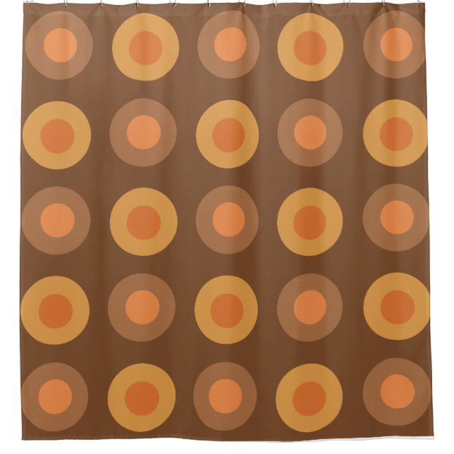 Retro MidCentury Dots Burnt Orange Shower Curtain (Front)