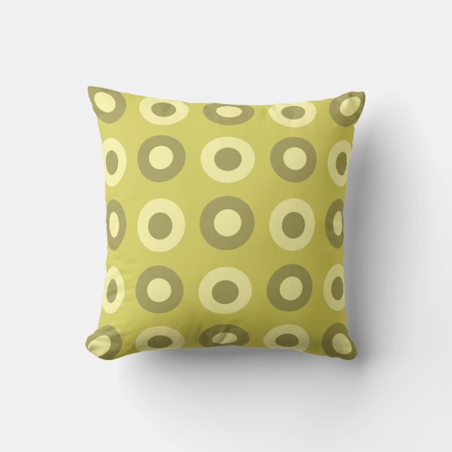 Retro MidCentury Dots Chartreuse Cushion (Front)