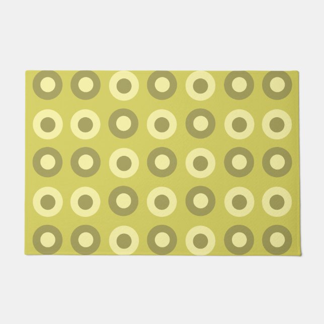 Retro MidCentury Dots Chartreuse Doormat (Front)