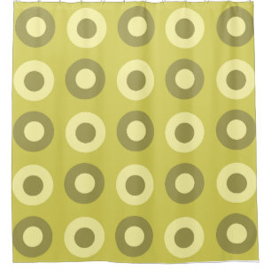 Retro MidCentury Dots Chartreuse Shower Curtain