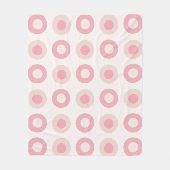 Retro MidCentury Dots Pink Vanilla Fleece Blanket (Front)