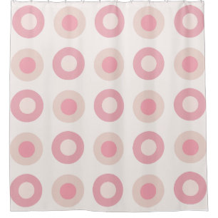Retro MidCentury Dots Pink Vanilla Shower Curtain