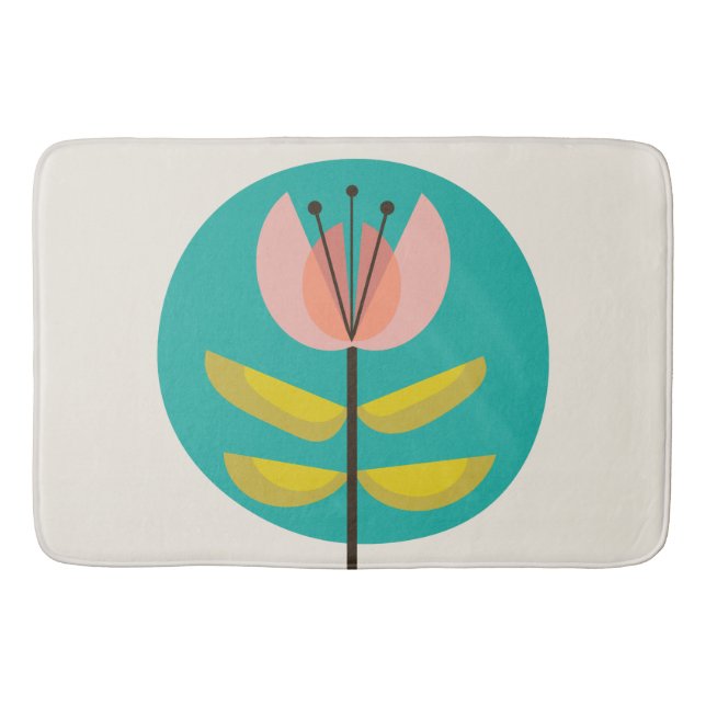 Retro Midcentury Flower Bath Mat (Front)
