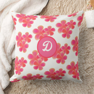 retro midcentury modern cute floral pattern cushion