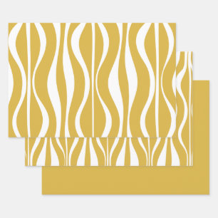 Retro Midcentury Modern Hourglass Abstract Mustard Wrapping Paper Sheet