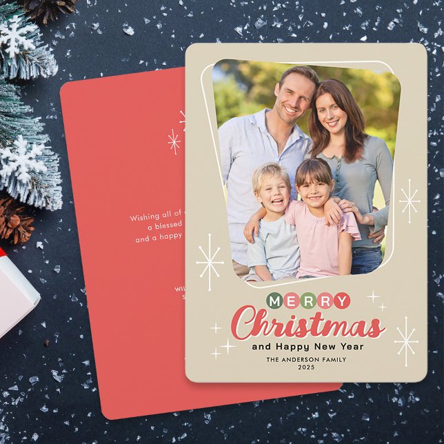 Retro Midcentury Modern Message Photo Christmas Holiday Card (Creator Uploaded)