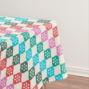 Retro MidCentury Modern Pattern Colourful Christma Tablecloth