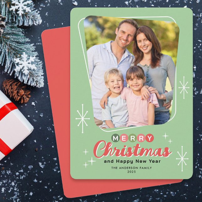 Retro Midcentury Modern Photo Christmas Holiday Card (Creator Uploaded)
