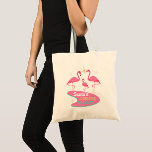 Retro Midcentury Modern Santa's Coming to Town Tote Bag