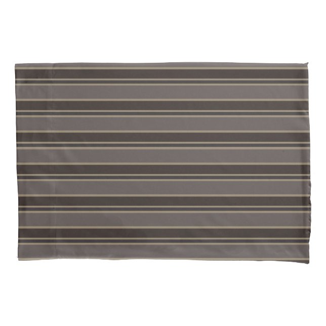 Retro Midcentury Stripes Dark Academia Pillowcase (Front)