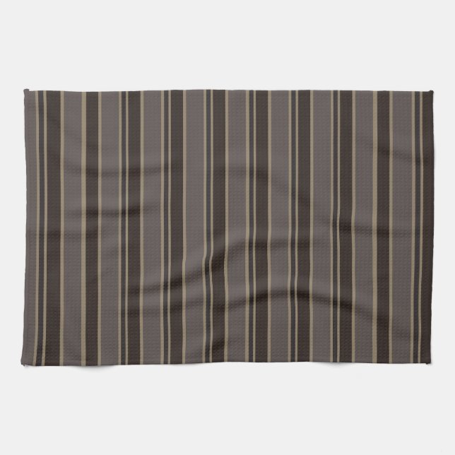 Retro Midcentury Stripes Dark Academia Tea Towel (Horizontal)