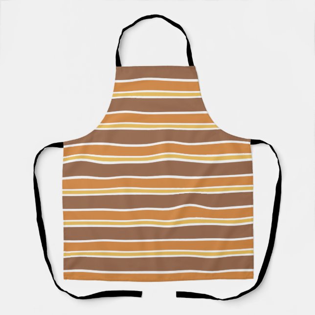 Retro Midcentury Stripes Multicolored Apron (Front)