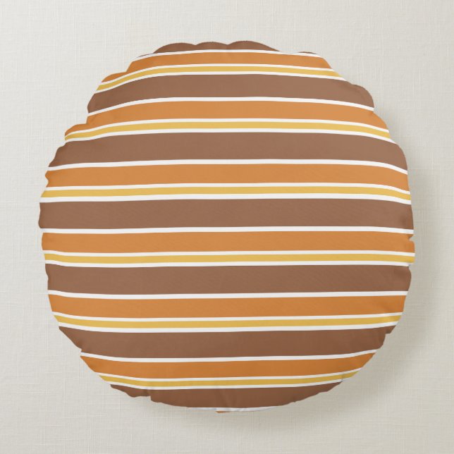 Retro Midcentury Stripes Multicolored Round Cushion (Front)