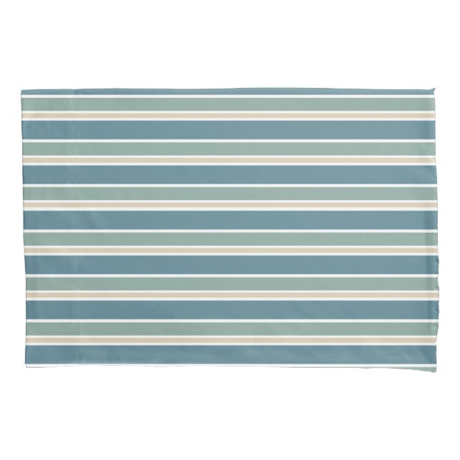 Retro Midcentury Stripes Ocean Green Pillowcase (Front)