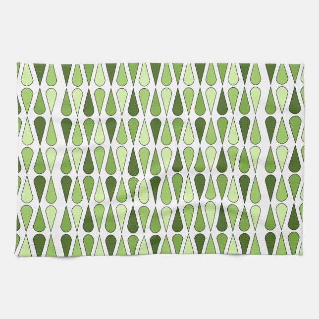 Retro Midcentury Teardrops Chartreuse Tea Towel (Horizontal)