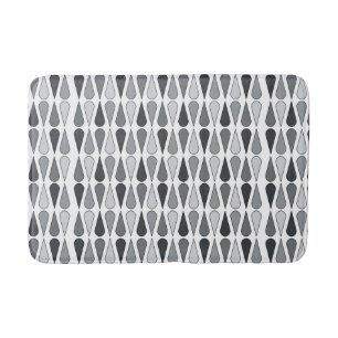 Retro Midcentury Teardrops Gray Bath Mat