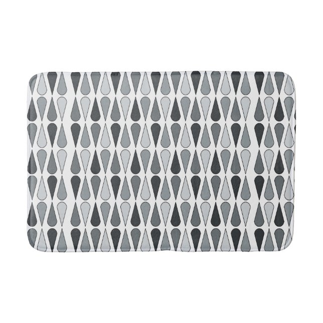 Retro Midcentury Teardrops Gray Bath Mat (Front)