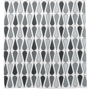 Retro Midcentury Teardrops Grey Shower Curtain
