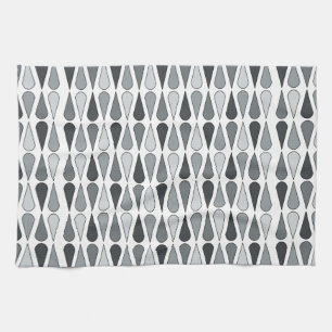 Retro Midcentury Teardrops Grey Tea Towel