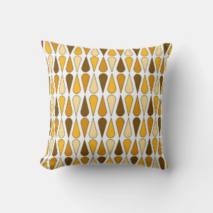 Retro Midcentury Teardrops Ochre Cushion