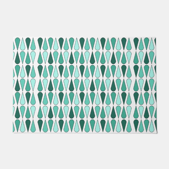 Retro Midcentury Teardrops Turquoise Doormat (Front)