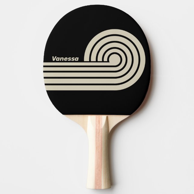 Retro Midnight Dual Curl Stripes with Name Ping Pong Paddle (Front)