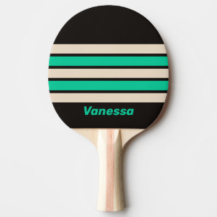 Retro Midnight Mint Across Striping with Name Ping Pong Paddle