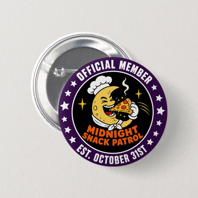Retro Midnight Snack Patrol Halloween Badge (Front & Back)