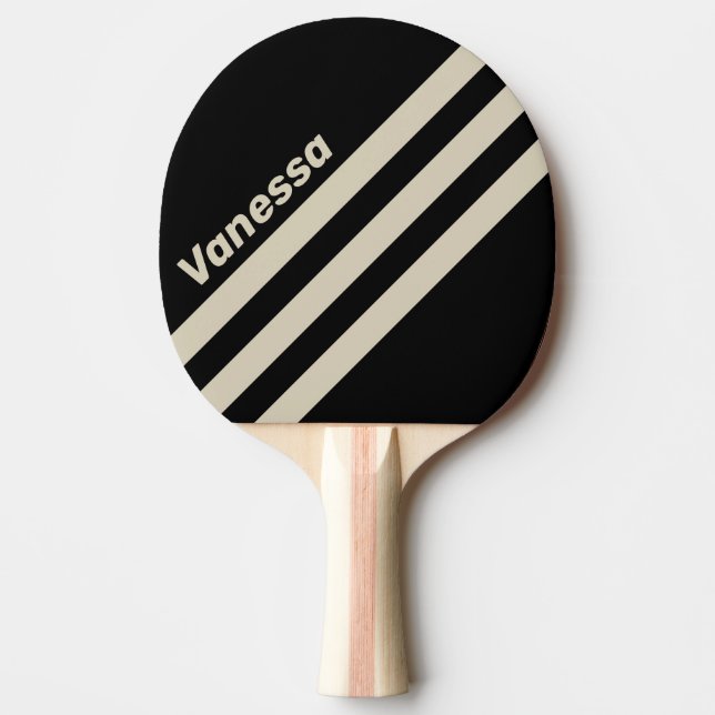 Retro Midnight Three Angled Striping with Name Ping Pong Paddle (Front)