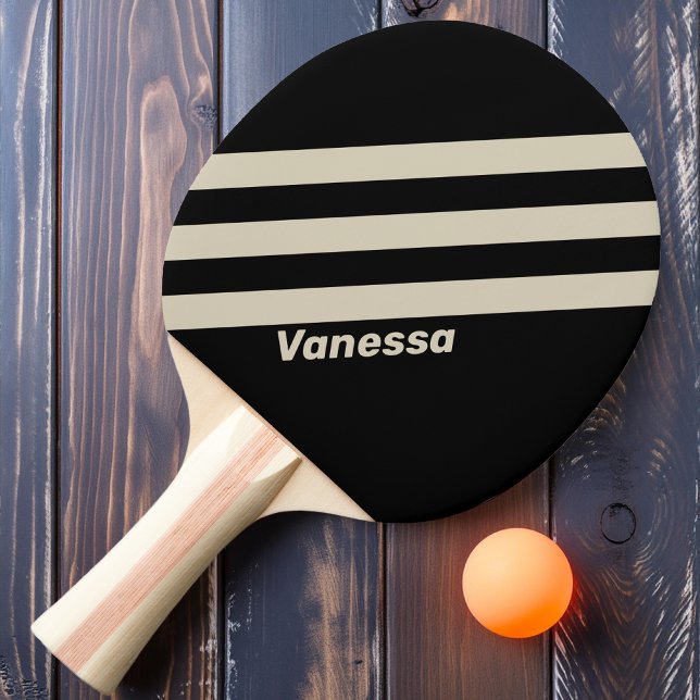 Retro Midnight Three Stripes with Name Ping Pong Paddle (Creator Uploaded)
