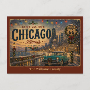 Retro Midwest Highway Holiday Travel Note Postcard