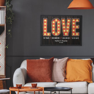 Retro Milestone 25th Anniversary Personalised Love Poster