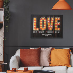 Retro Milestone 3rd Anniversary Personalised Love Poster