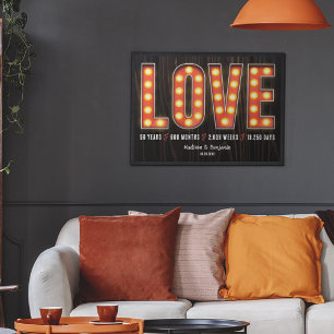 Retro Milestone 50th Anniversary Personalised Love Poster