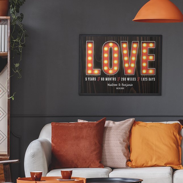 Retro Milestone 5th Anniversary Personalised Love Poster (Creator Uploaded)