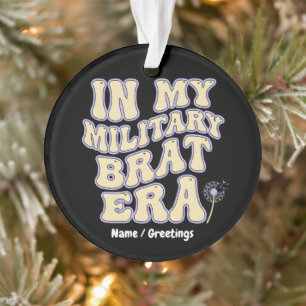 Retro Military Brat Era Groovy Dandelion Purple Up Ornament