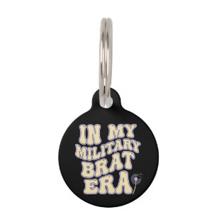 Retro Military Brat Era Groovy Dandelion Purple Up Pet Tag