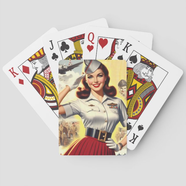 Retro Military Pin-up Playing Cards (Back)