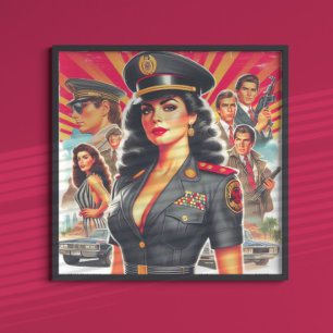 Retro Military Woman Poster