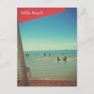 Retro Mills Beach, Mornington Postcard