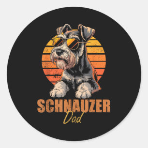 Retro Miniature Schnauzer Dad Funny Vintage Dog Lo Classic Round Sticker