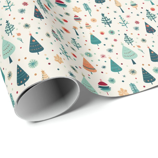 Retro Minimal Christmas tree Pattern Wrapping Paper (Roll Corner)